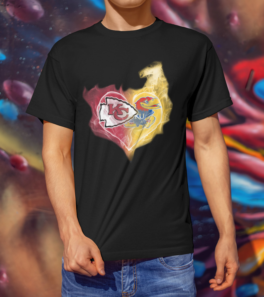 Kansas City Chiefs Ku Jayhawks Heart Smoke T-Shirt