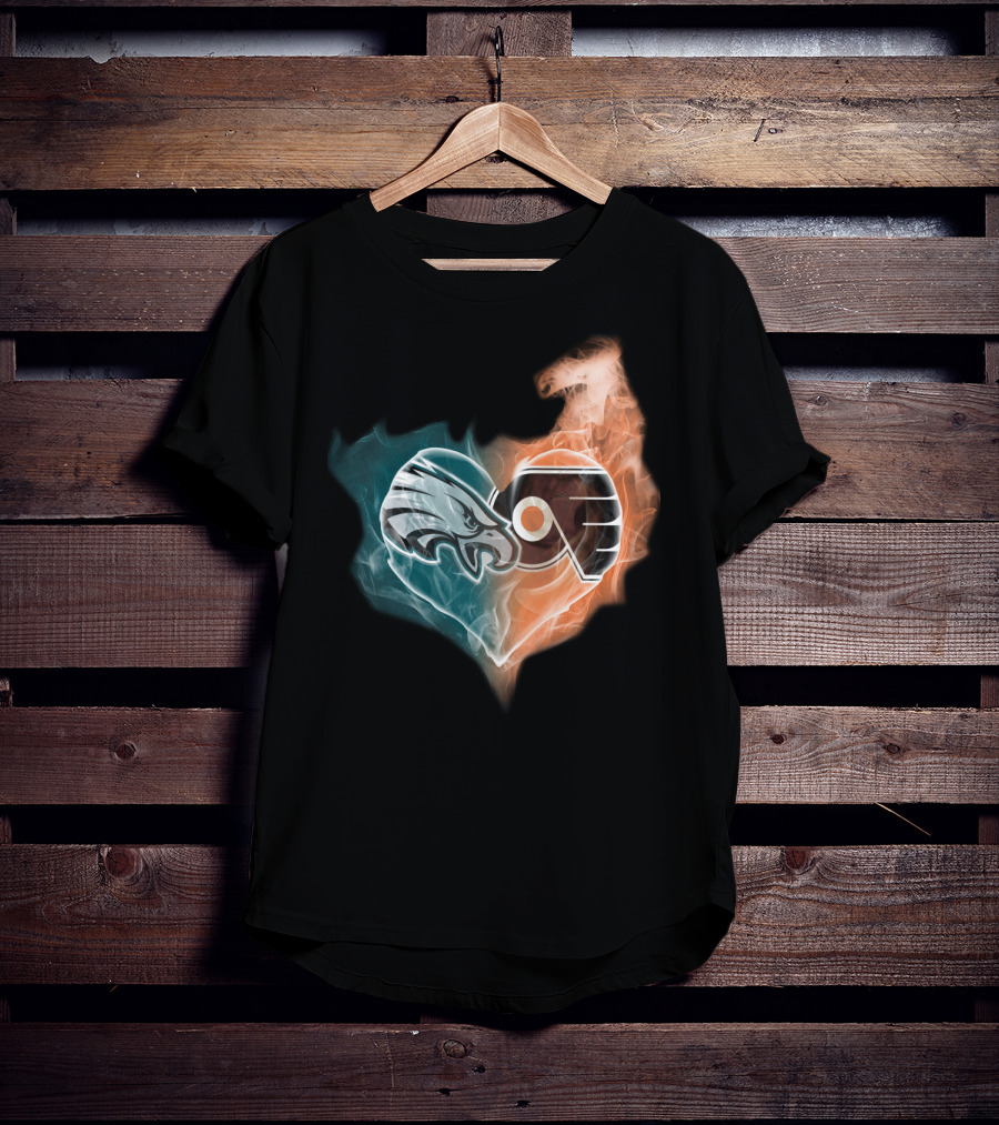 Eagles Flyers Heart Fusion T-Shirt