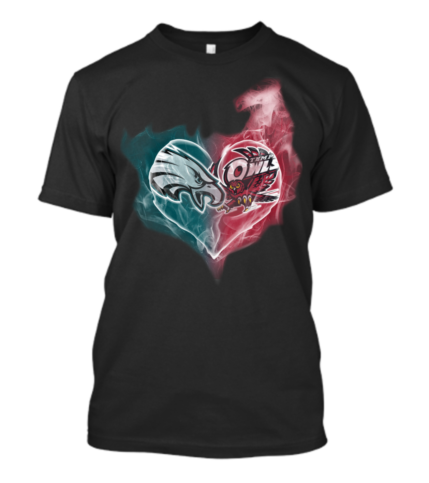Philadelphia Eagles And Temple Owls Heart Shape T-Shirt