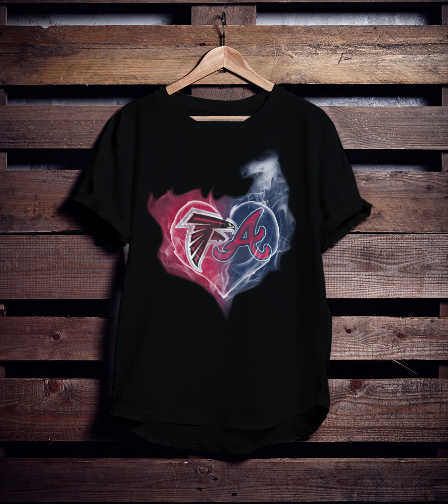 Falcons Braves Heart Smoke Atlanta Sports T-Shirt