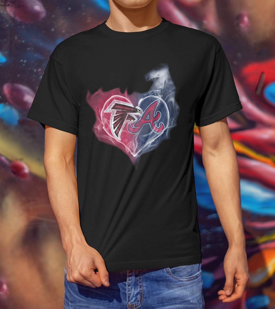 Falcons Braves Heart Smoke Atlanta Sports T-Shirt
