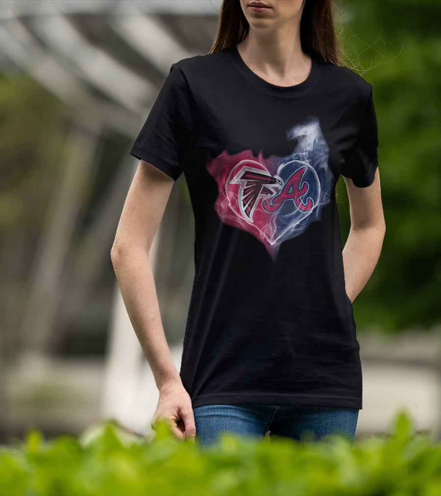 Falcons Braves Heart Smoke Atlanta Sports T-Shirt