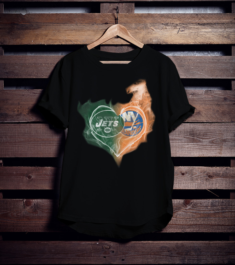Jets Islanders Heart Smoke T-Shirt