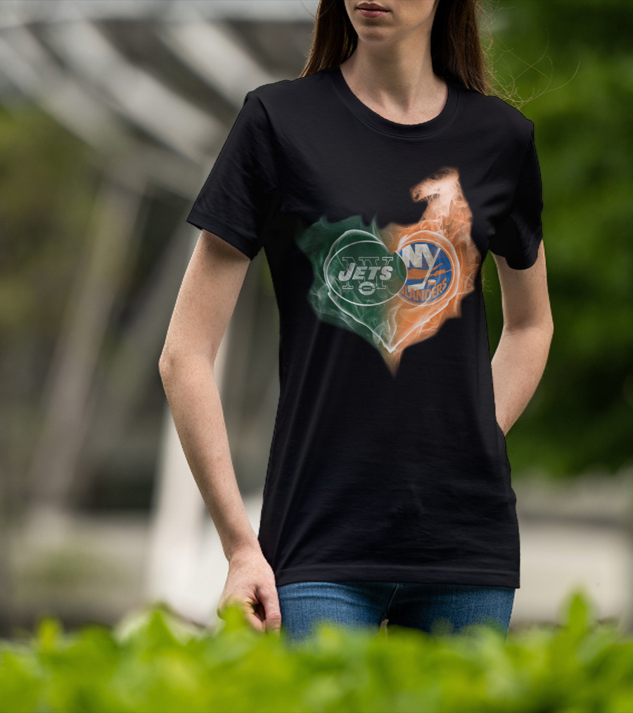 Jets Islanders Heart Smoke T-Shirt