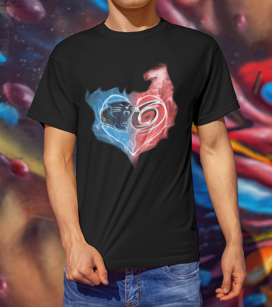 Carolina Panthers And Hurricanes Heart Fusion T-Shirt