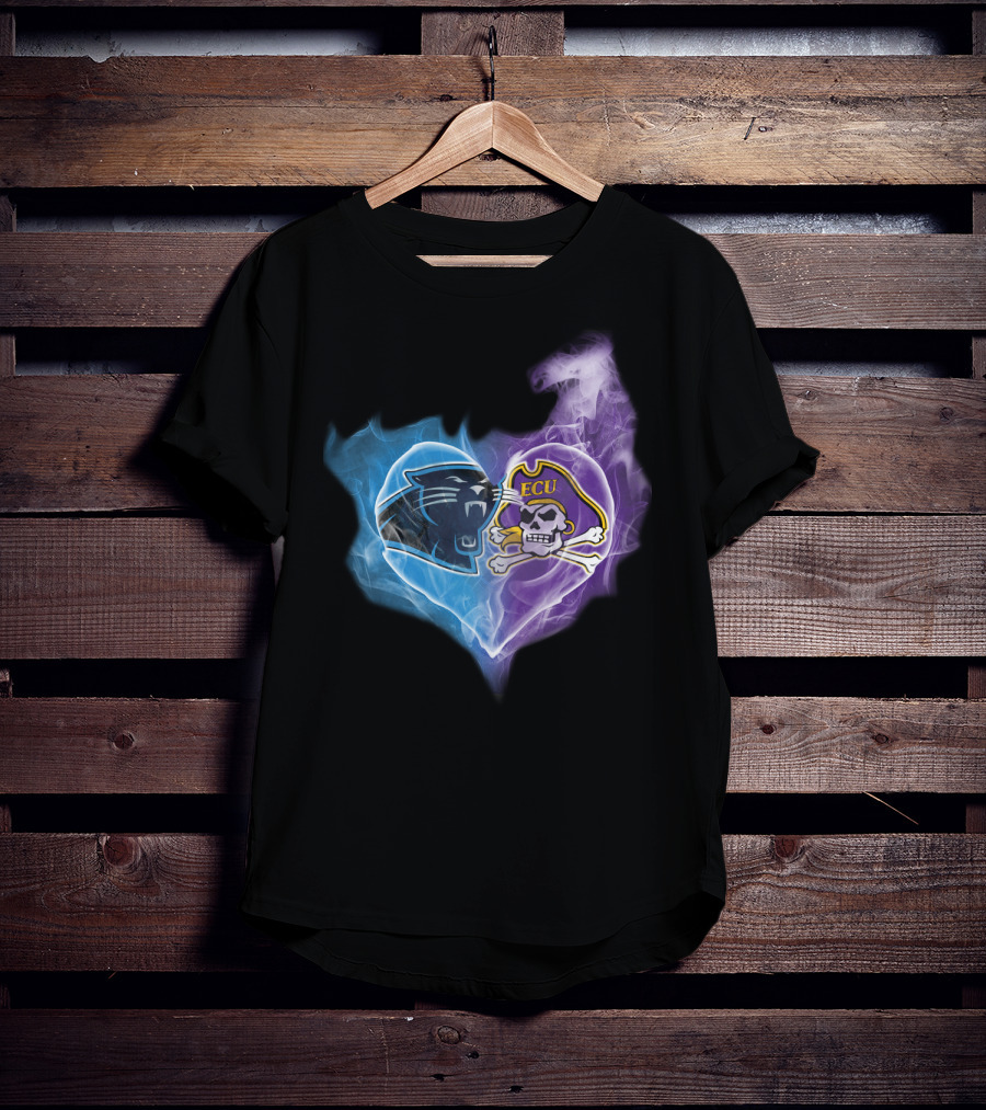 Panthers Ecu Pirates Heart Smoke T-Shirt