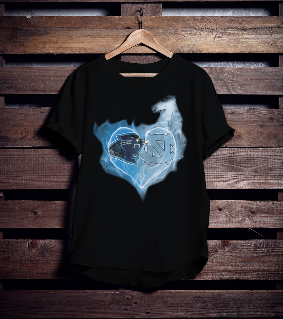 Carolina Panthers Unc Tar Heels Heart Smoke Fusion T-Shirt