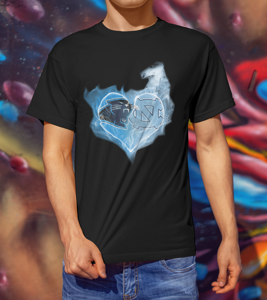 Carolina Panthers Unc Tar Heels Heart Smoke Fusion T-Shirt