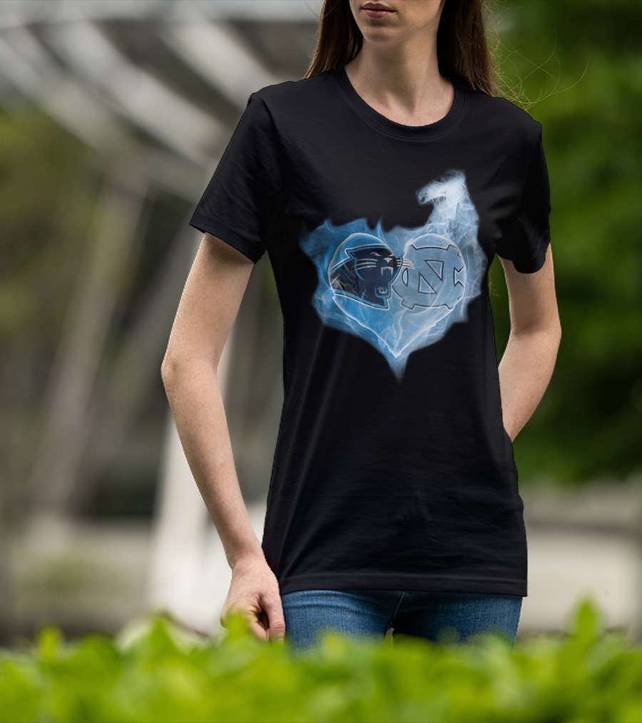 Carolina Panthers Unc Tar Heels Heart Smoke Fusion T-Shirt