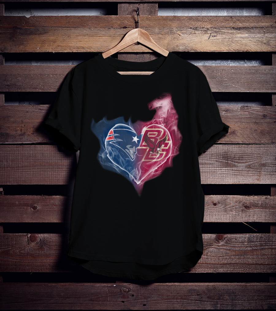 New England Patriots And Boston College Eagles Heart Fusion T-Shirt