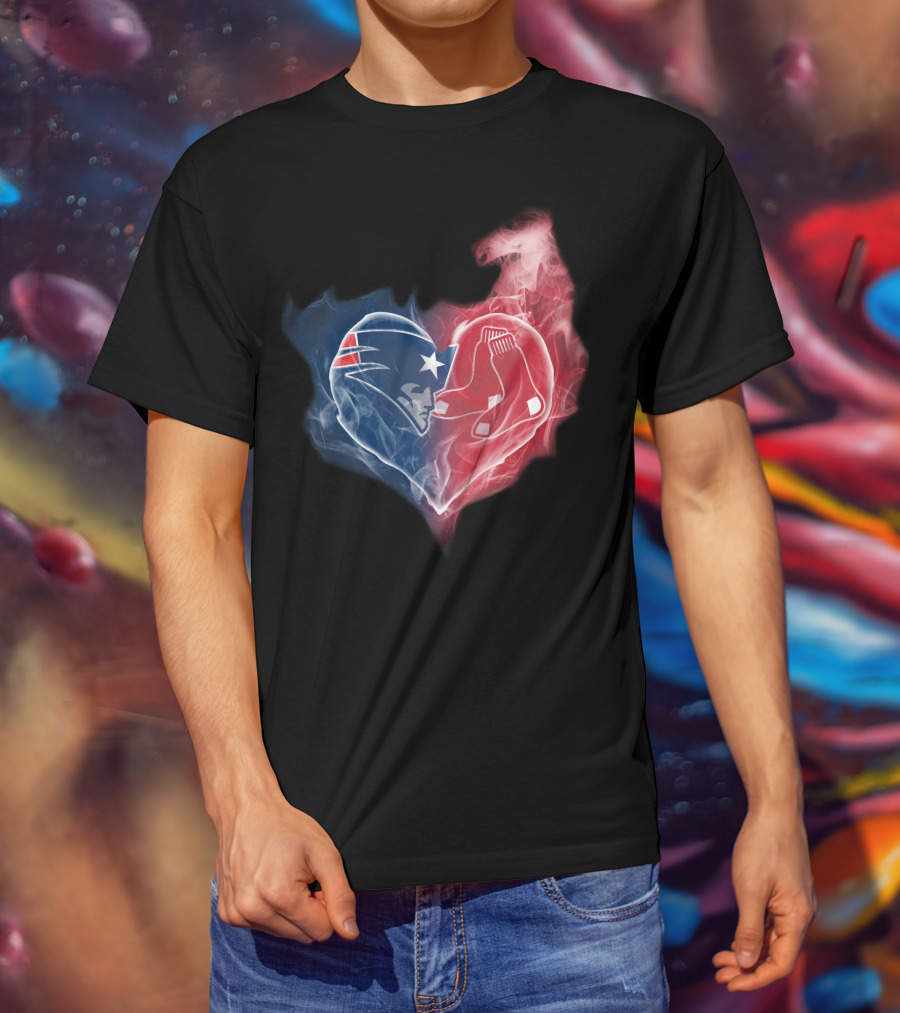 Patriots Red Sox Heart Fusion T-Shirt