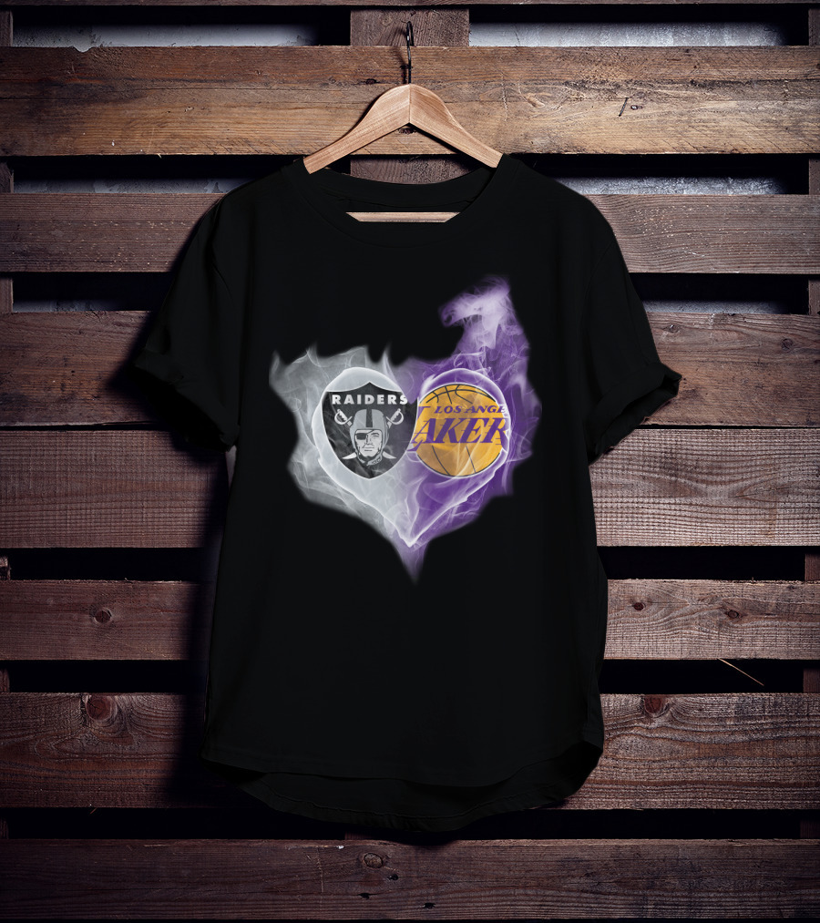 Raiders Los Angeles Lakers Heart Smoke T-Shirt