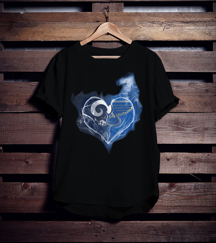 Rams Blues Heart Logo Fusion T-Shirt