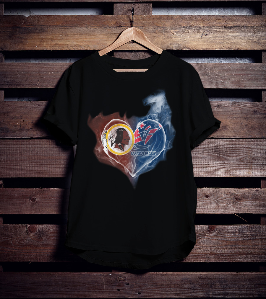 Washington Redskins And Wizards Heart Logo Fusion Ttk T-Shirt