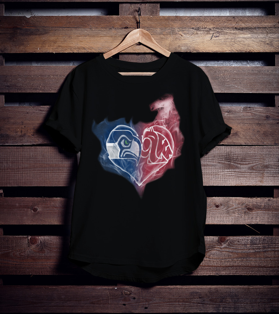 Seahawks Cougars Heart Smoke Collaboration T-Shirt