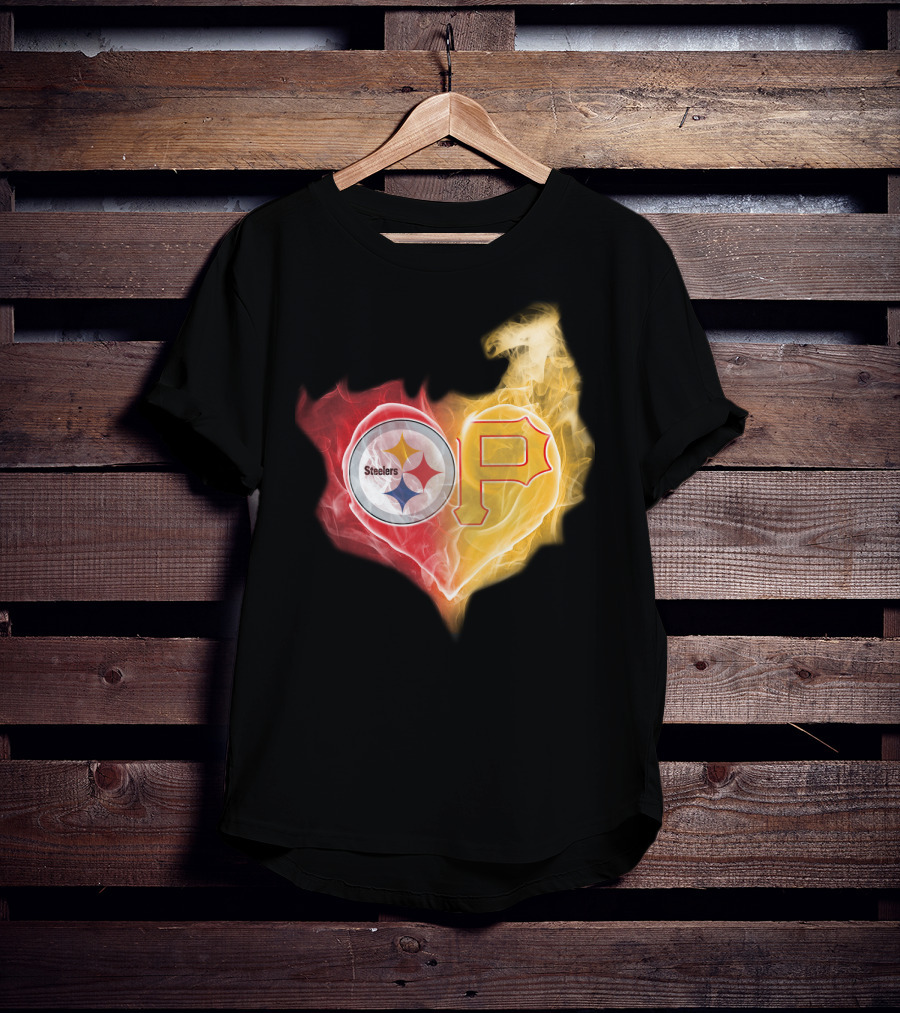 Steelers Pirates Heart Logo T-Shirt