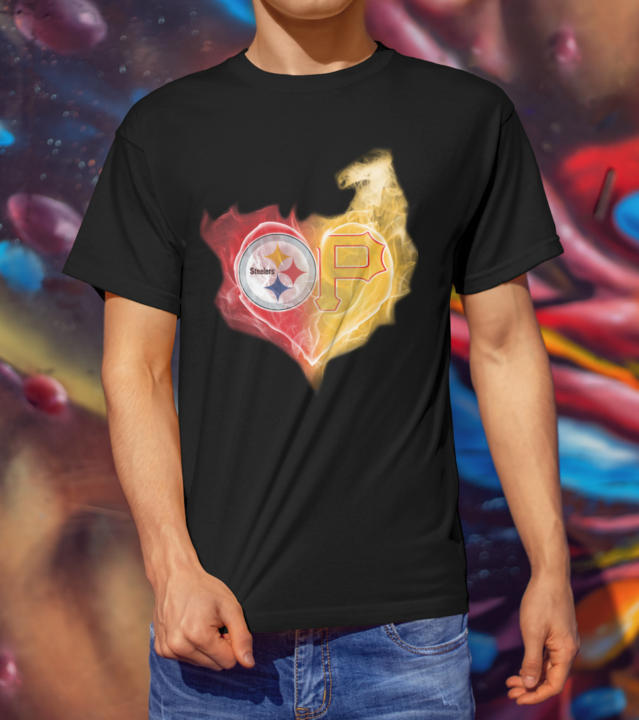 Steelers Pirates Heart Logo T-Shirt