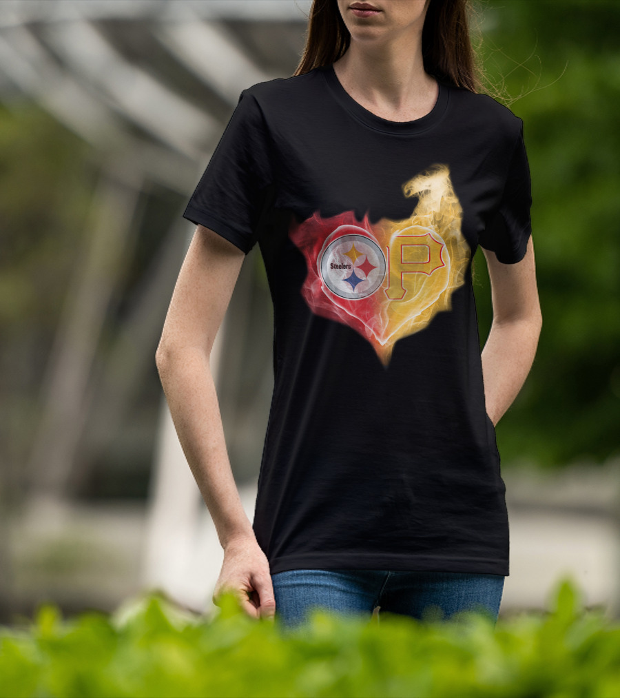 Steelers Pirates Heart Logo T-Shirt