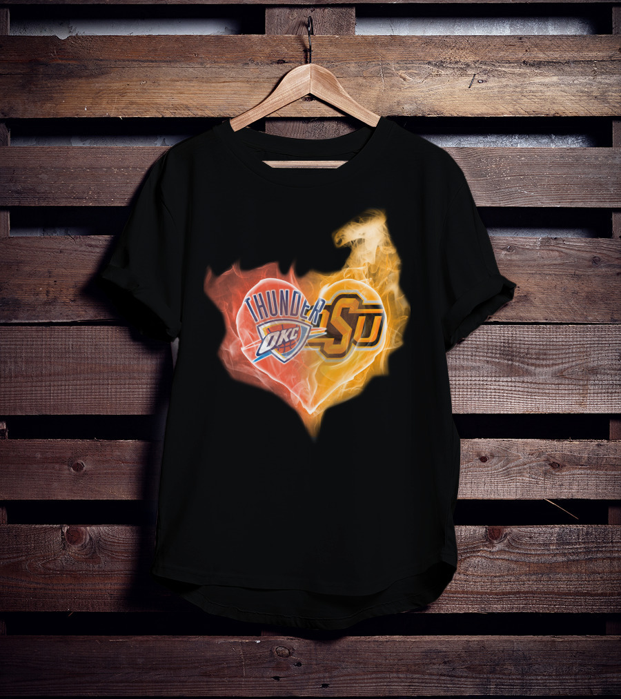 Oklahoma City Thunder Okc Sju Heart Flame T-Shirt
