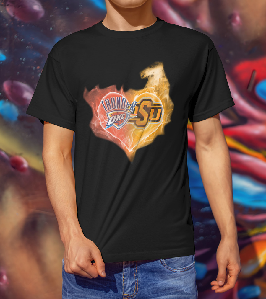 Oklahoma City Thunder Okc Sju Heart Flame T-Shirt