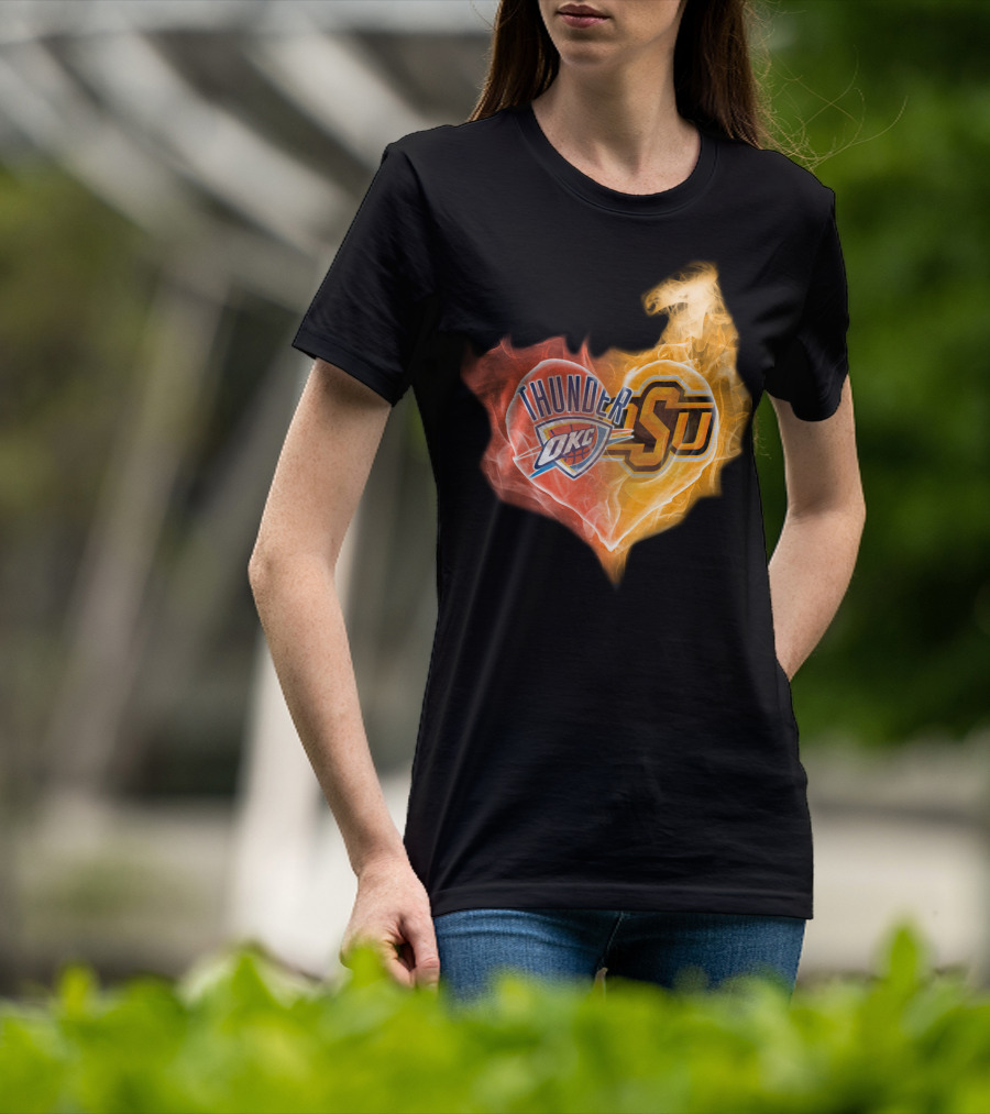 Oklahoma City Thunder Okc Sju Heart Flame T-Shirt