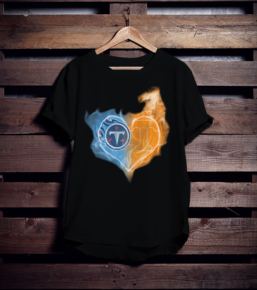 Tennessee Titans Volunteers Heart Flame Fusion T-Shirt