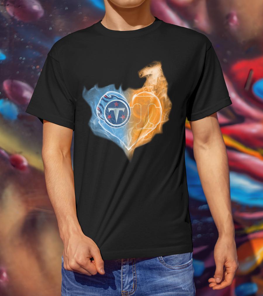 Tennessee Titans Volunteers Heart Flame Fusion T-Shirt