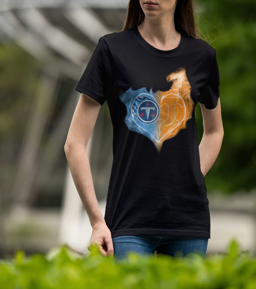 Tennessee Titans Volunteers Heart Flame Fusion T-Shirt