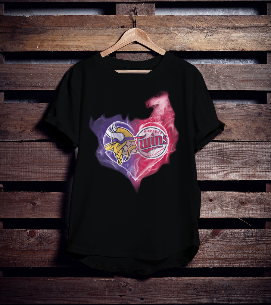 Minnesota Vikings Twins Heart Smoke Unity T-Shirt