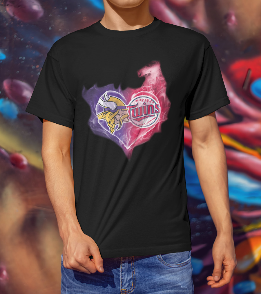 Minnesota Vikings Twins Heart Smoke Unity T-Shirt