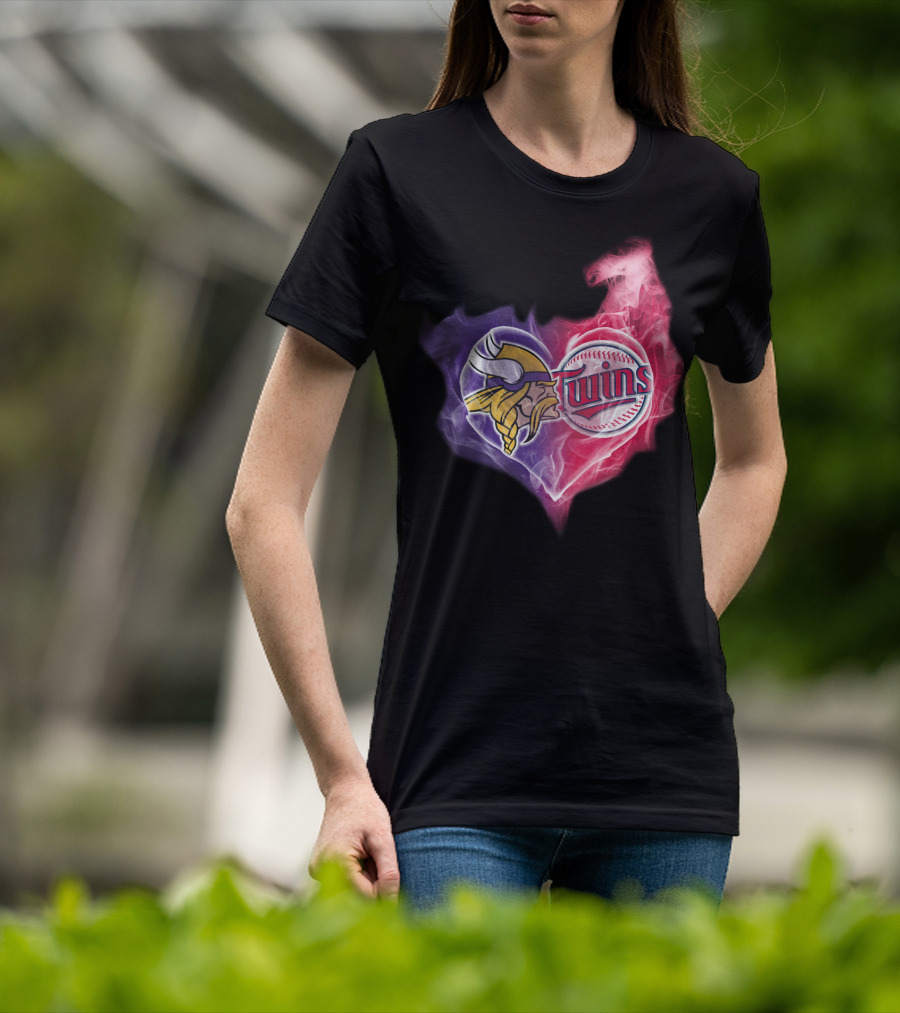 Minnesota Vikings Twins Heart Smoke Unity T-Shirt