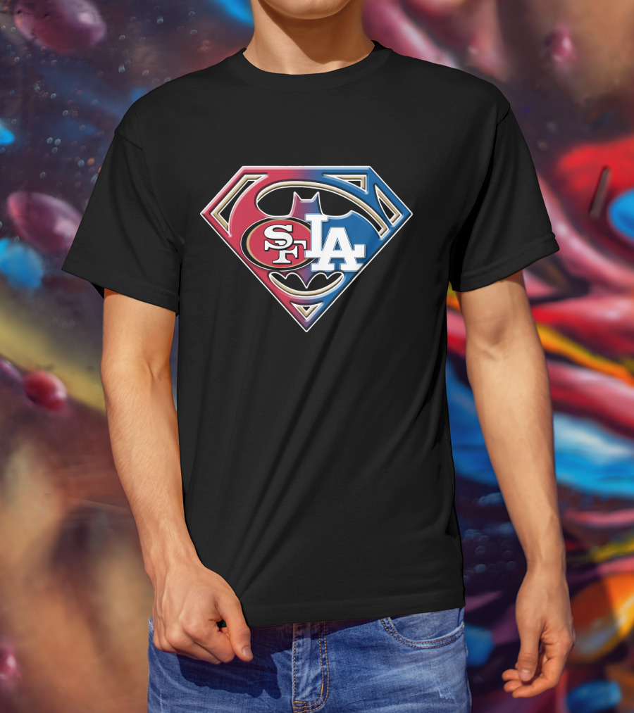 Sf 49ers La Dodgers Bat 002 Superhero T-Shirt