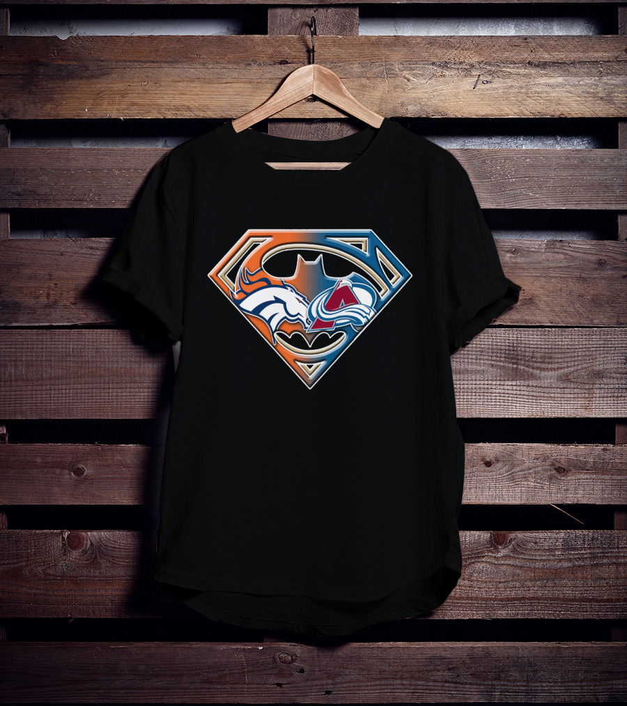 Denver Broncos Colorado Avalanche Batman Superman Logo Bat 016 T-Shirt