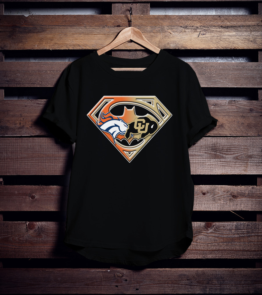 Denver Broncos Colorado Buffaloes Superman Batman Logo Combination T-Shirt
