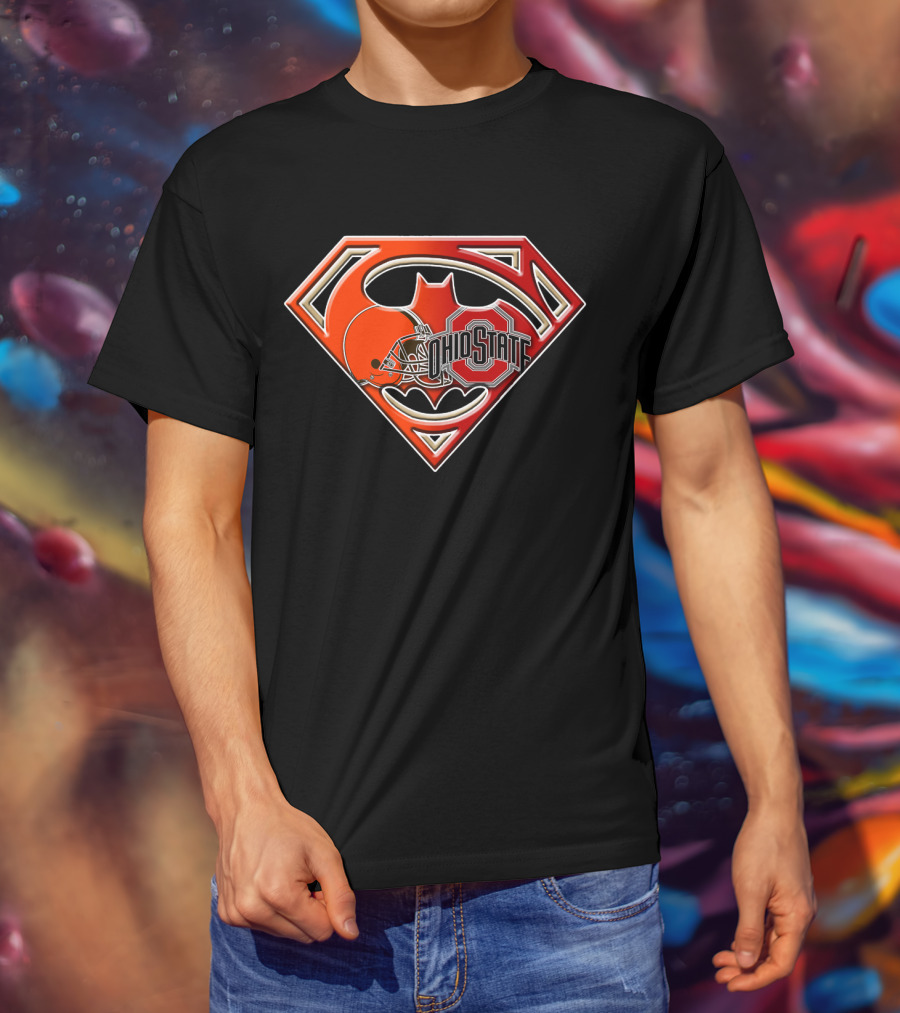 Ohio State Superman Batman Browns Logo Bat T-Shirt