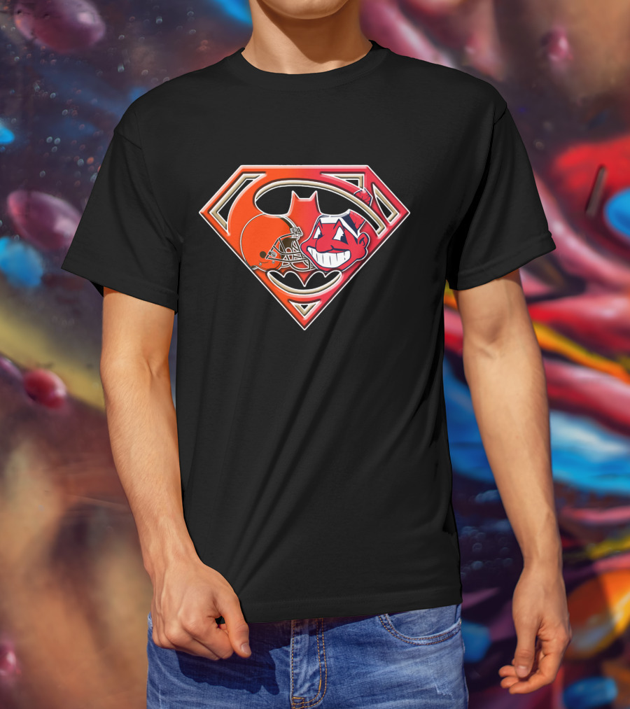 Cleveland Browns Superman Logo Chief Wahoo Fusion T-Shirt