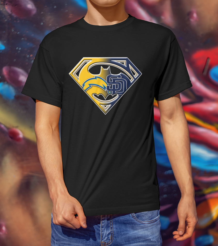 San Diego Chargers Padres Superman Batman T-Shirt