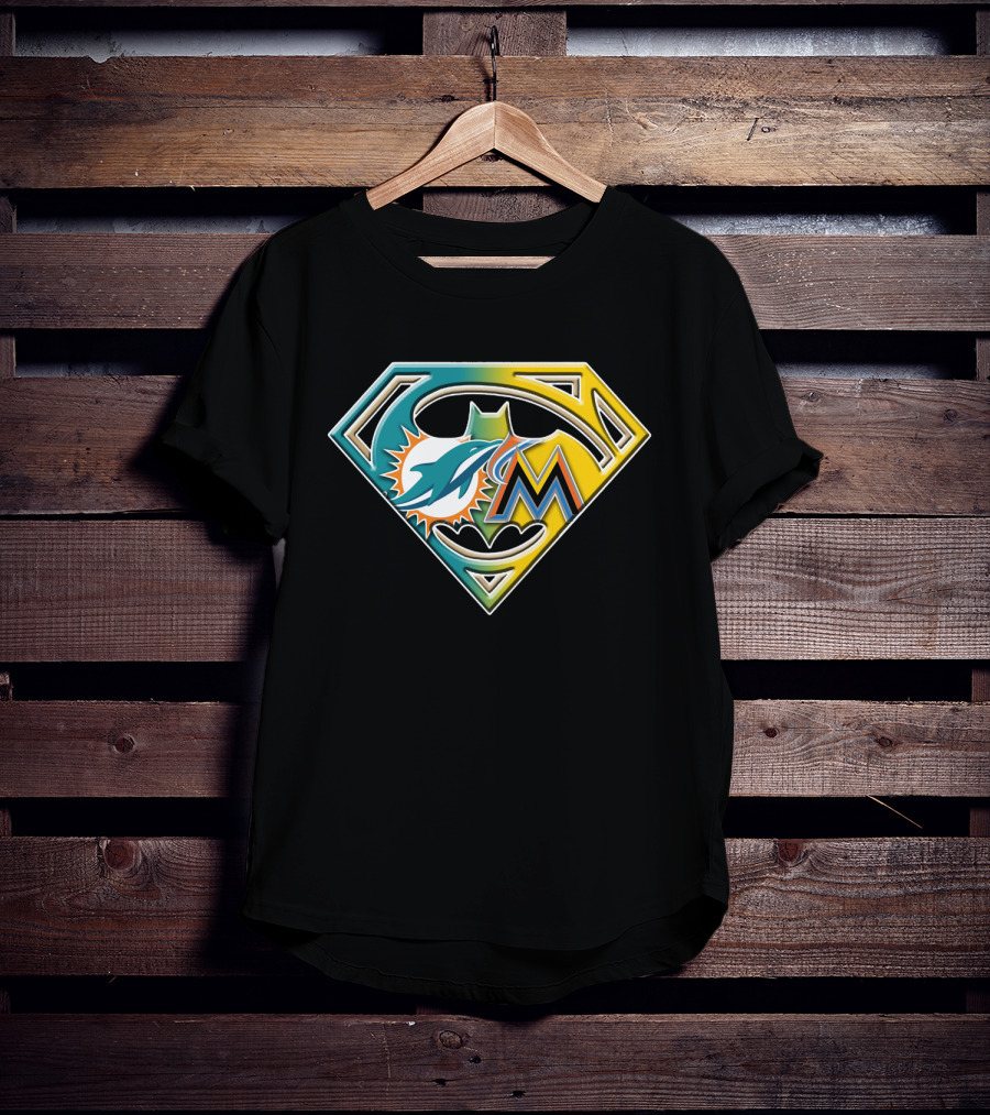 Miami Dolphins Marlins Batman Superman Bat 055 T-Shirt