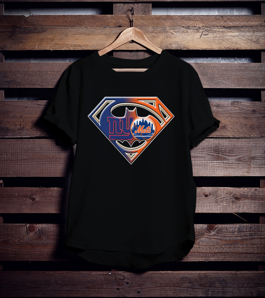 Ny Giants Mets Superman Batman Logo Fusion T-Shirt