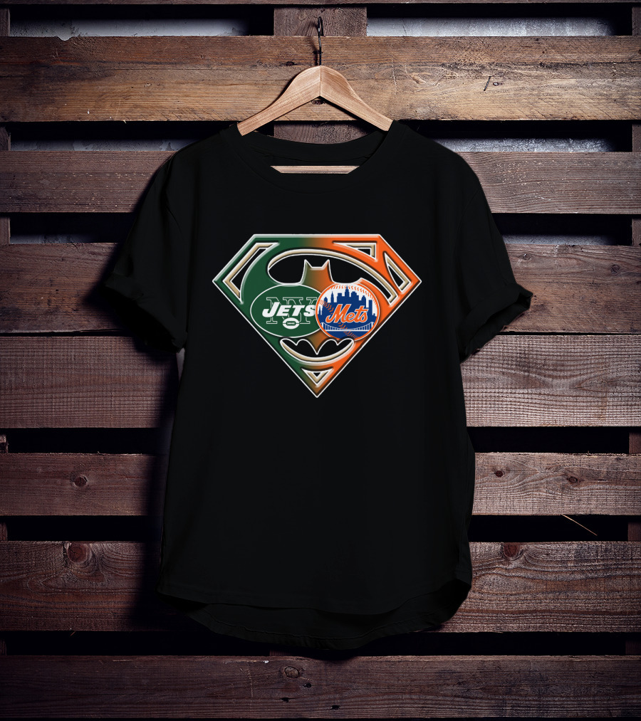 Jets Mets Batman Superman Emblem Fusion T-Shirt