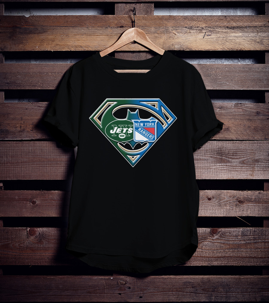 New York Jets Rangers Superhero Logo Bat 071 T-Shirt