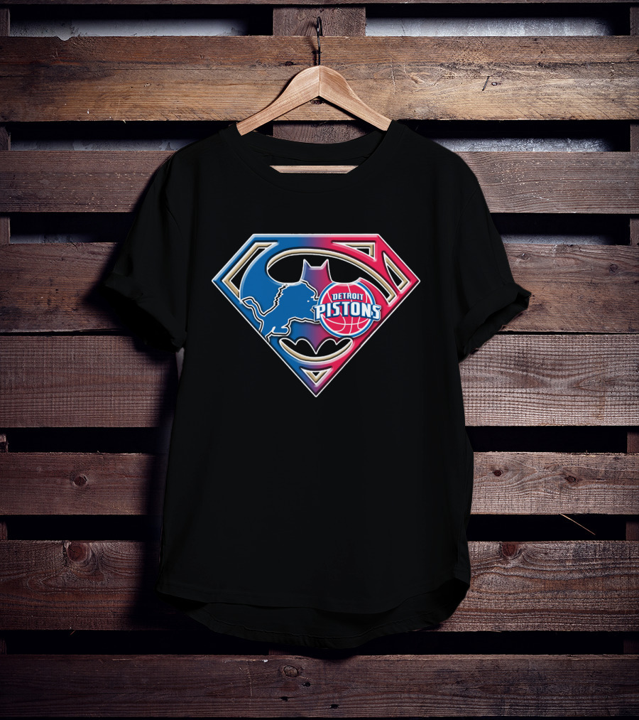 Detroit Pistons Bat 074 Superman Batman Logo Mix T-Shirt