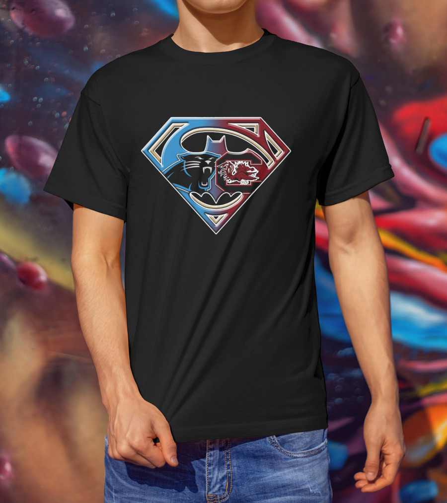 Carolina Panthers South Carolina Gamecocks Superman Shield T-Shirt