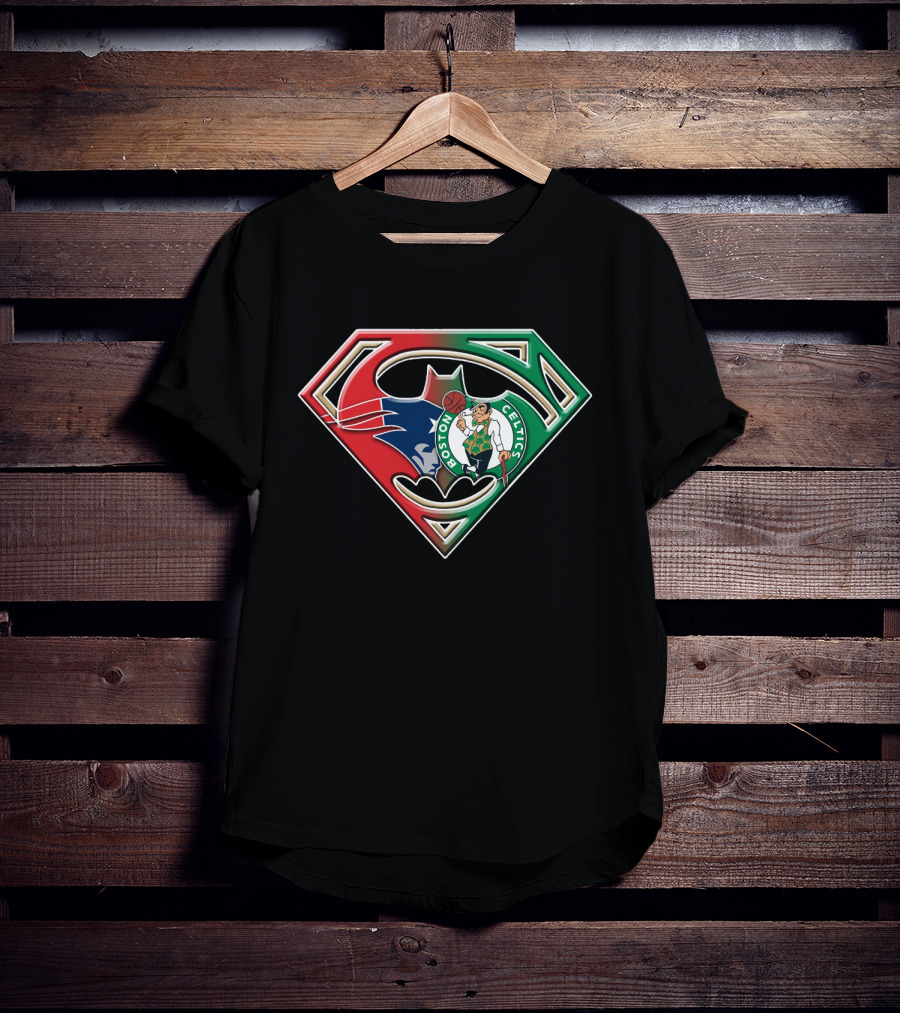 Batman Superman Boston Celtics Logo Fusion T-Shirt