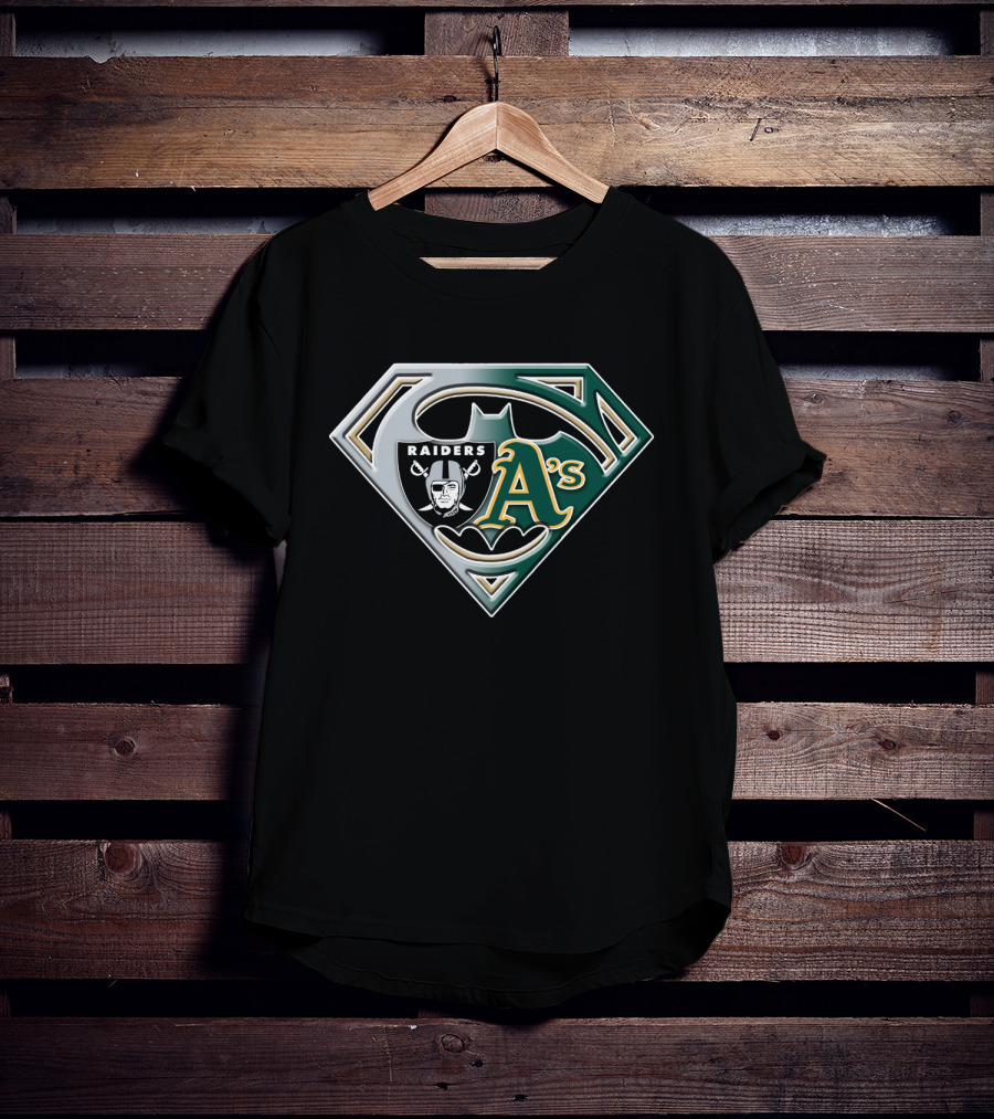 Raiders A's Superman Batman Crossover Logo Bat 097 T-Shirt