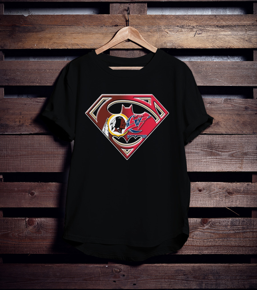 Washington Wizards Redskins Superman Bat Symbol Fusion T-Shirt