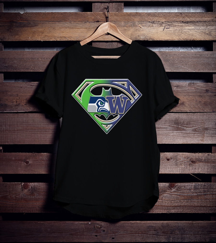 Superman Logo Seattle Seahawks Washington Huskies Bat 111 T-Shirt