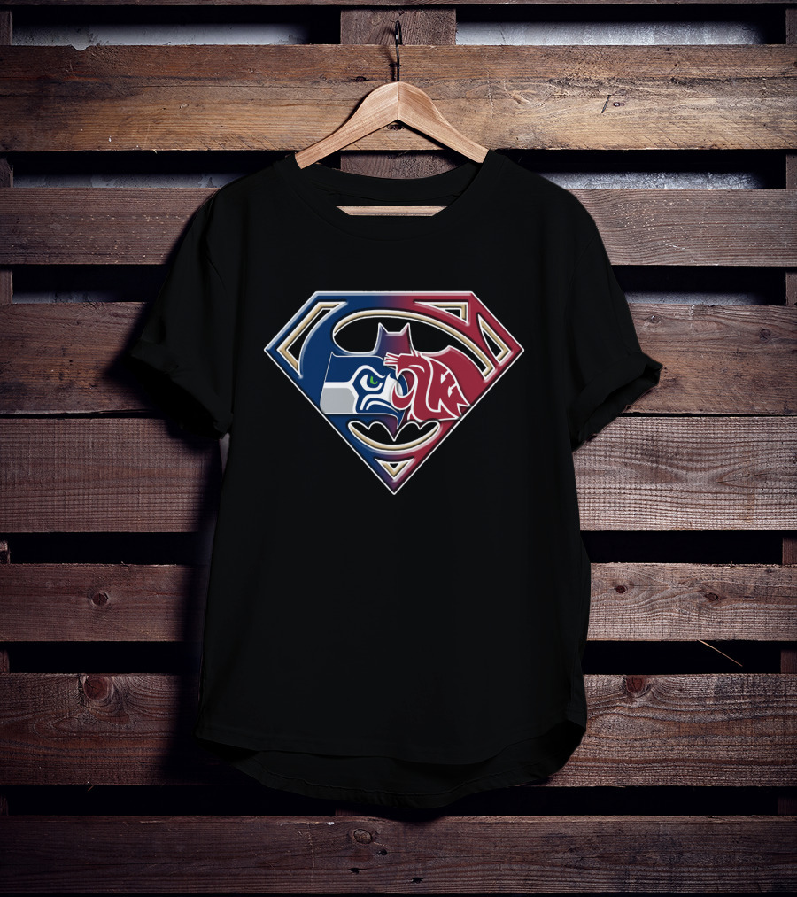 Seattle Seahawks Batman Superman Mashup Bat 112 T-Shirt