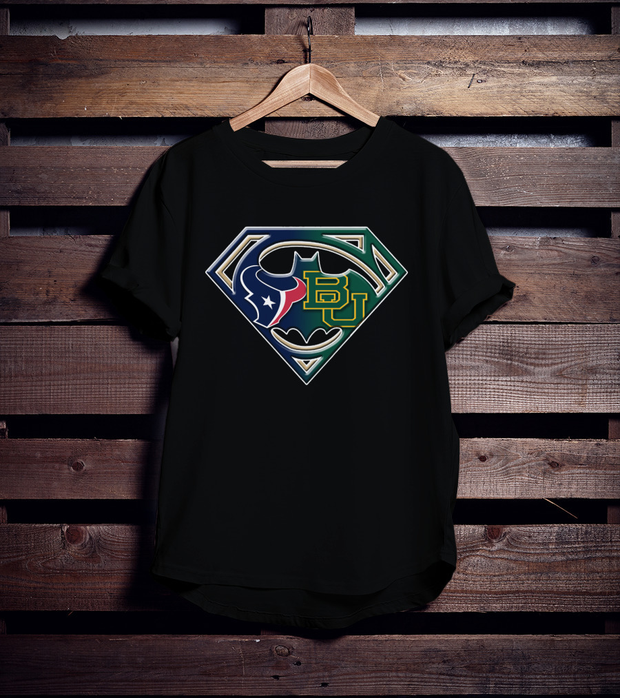 Baylor Bears Houston Texans Batman Superman Mashup Bat 117 T-Shirt