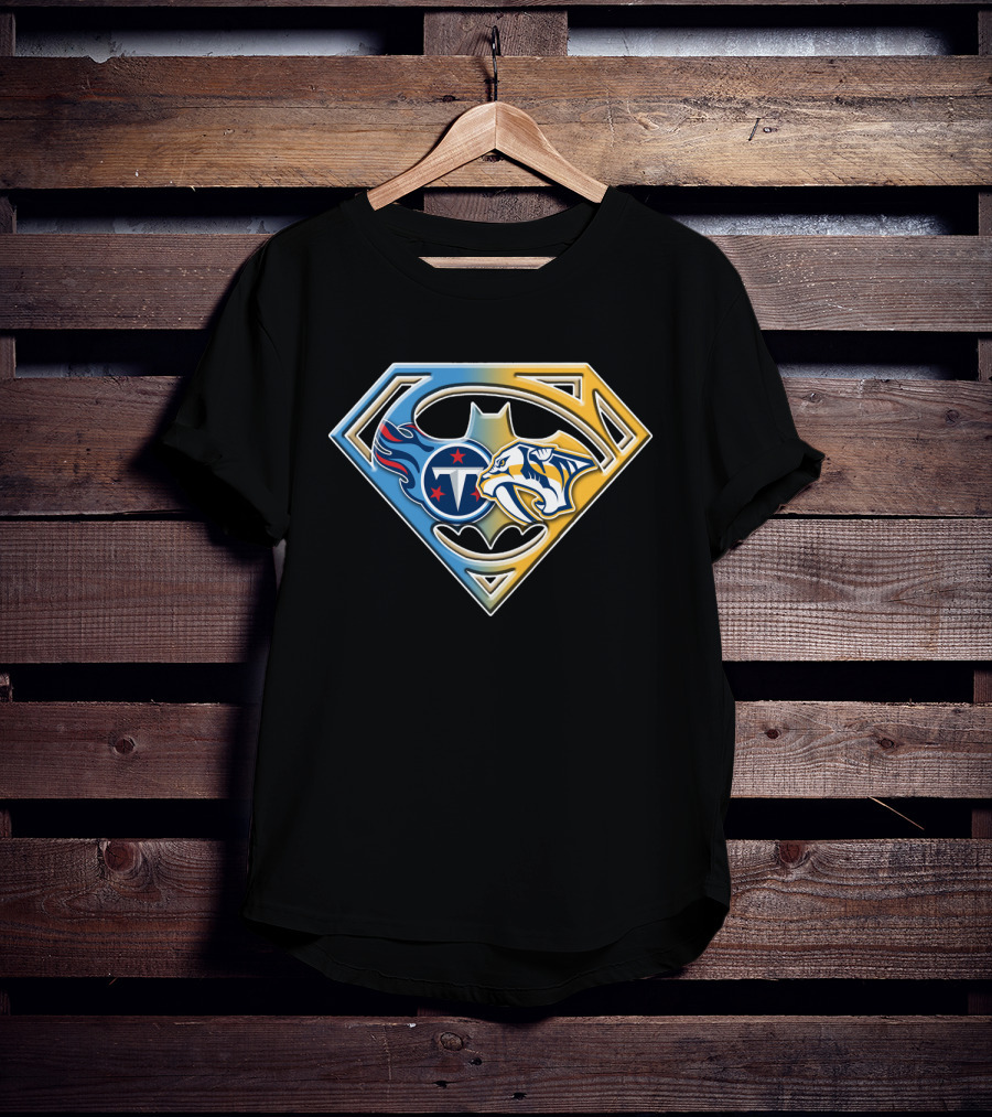 Tennessee Titans Nashville Predators Superman Batman T-Shirt